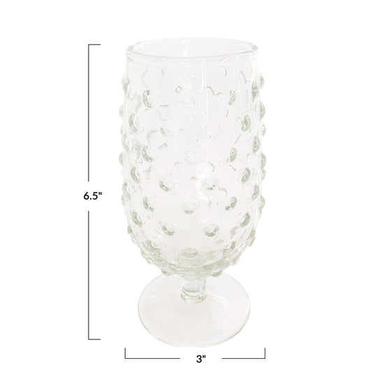 Glass Hobnail Stemmed Drinking Glass