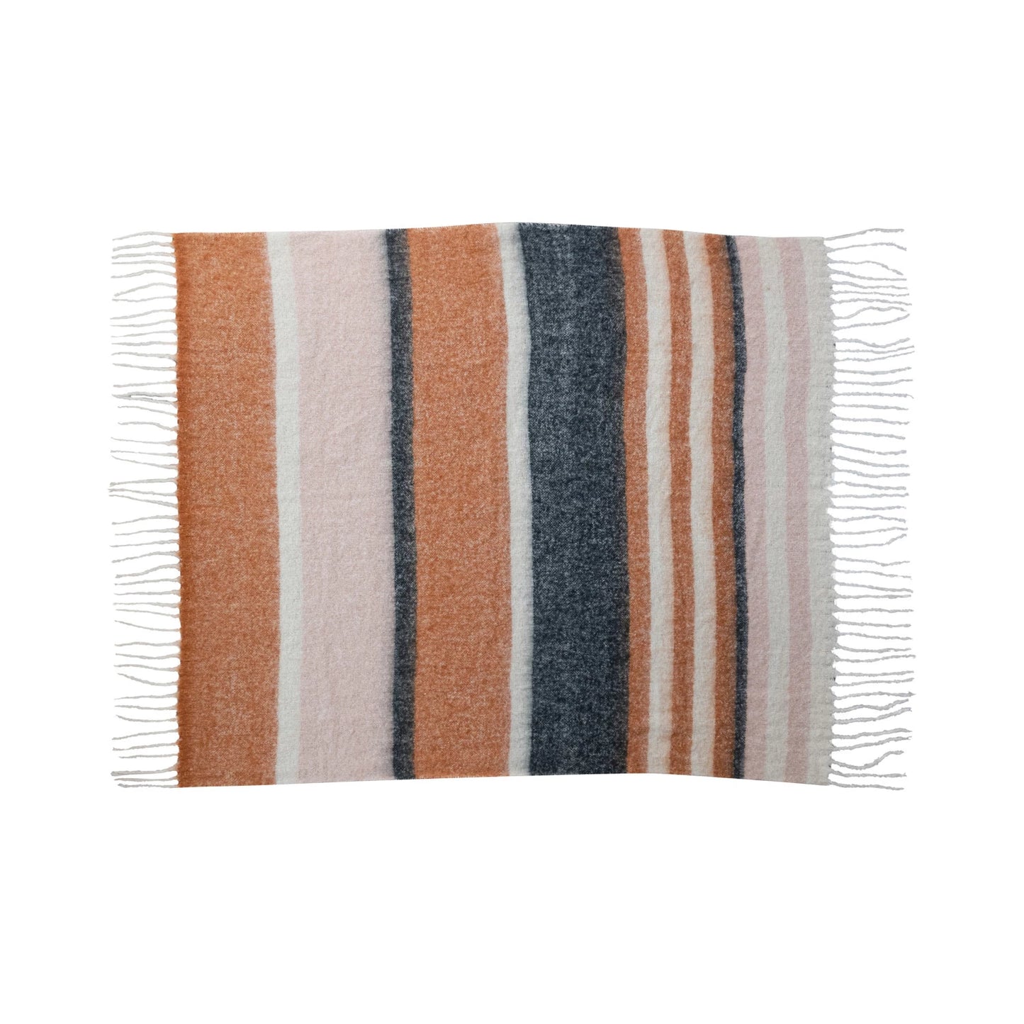 Neutral Hues Brushed Acrylic & Wool Striped Throw