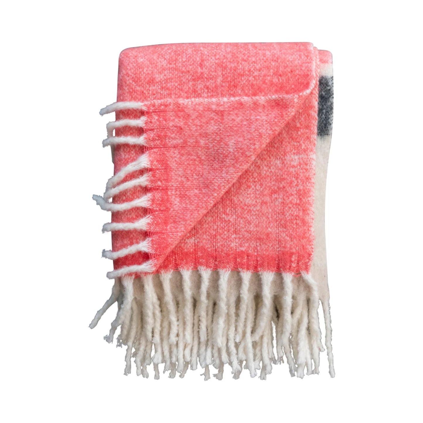 Pink Hues Brushed Acrylic & Wool Striped Throw