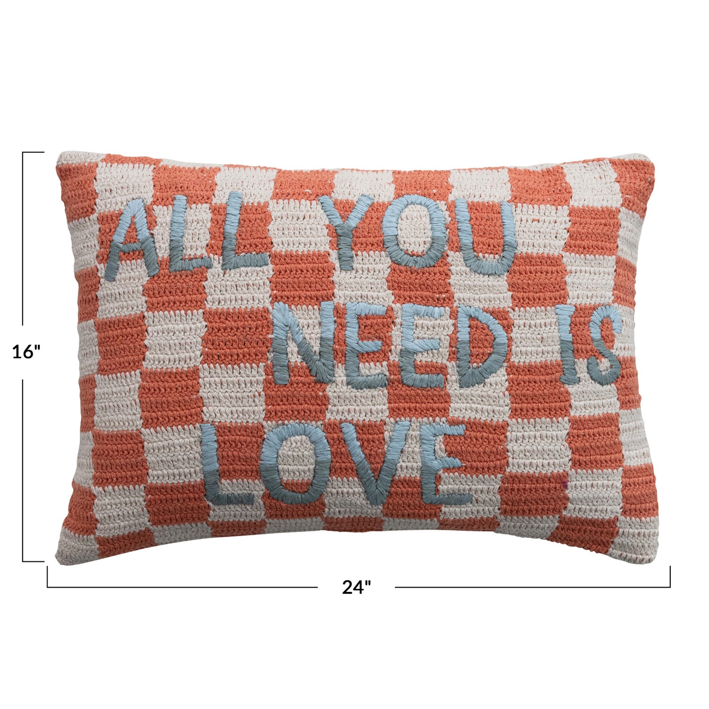 All You Need is Love Crocheted Check Lumbar Pillow