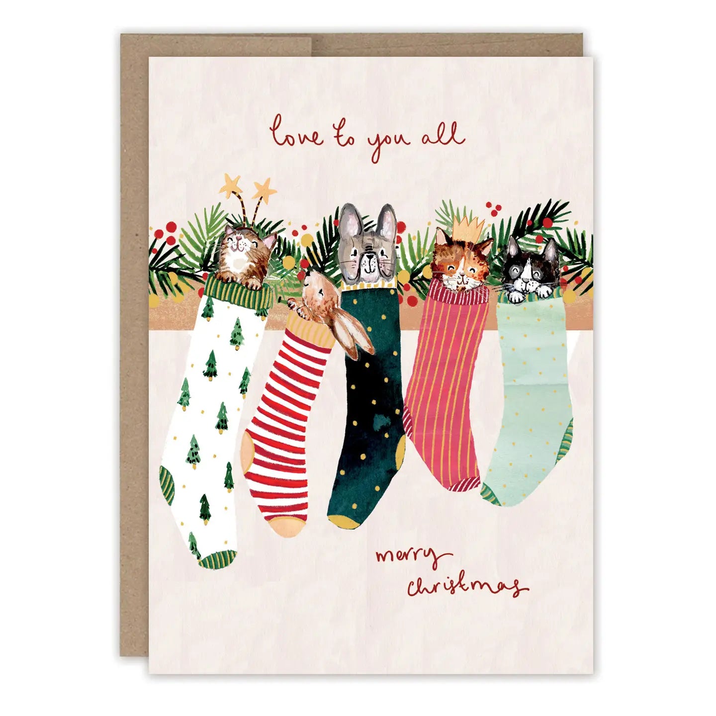 Animals in Stockings Holiday Card