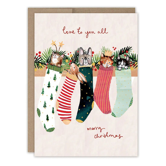 Animals in Stockings Holiday Card