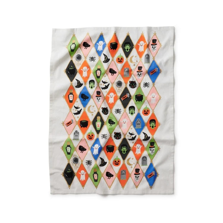Halloween Argyle Tea Towel