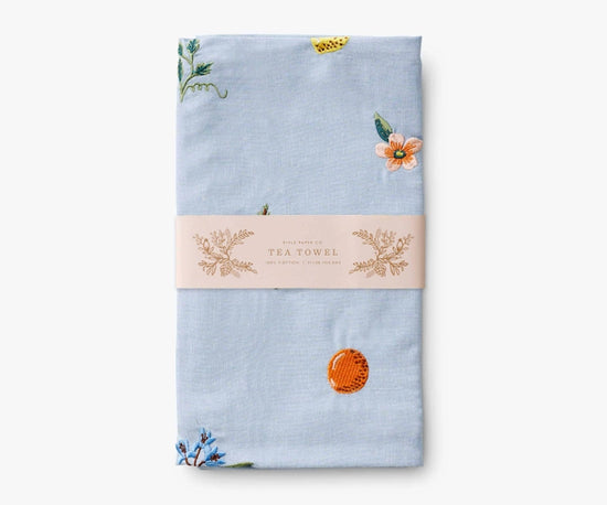 Fruit Stand Embroidered Tea Towel