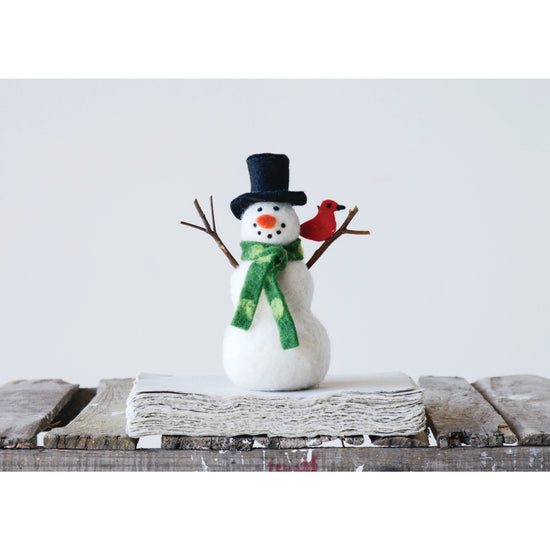 Felt Snowman with Cardinal