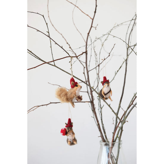 Wool Felt Squirrel Ornament