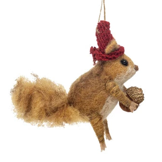 Wool Felt Squirrel Ornament