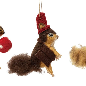 Wool Felt Squirrel Ornament