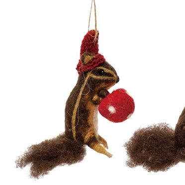 Wool Felt Squirrel Ornament