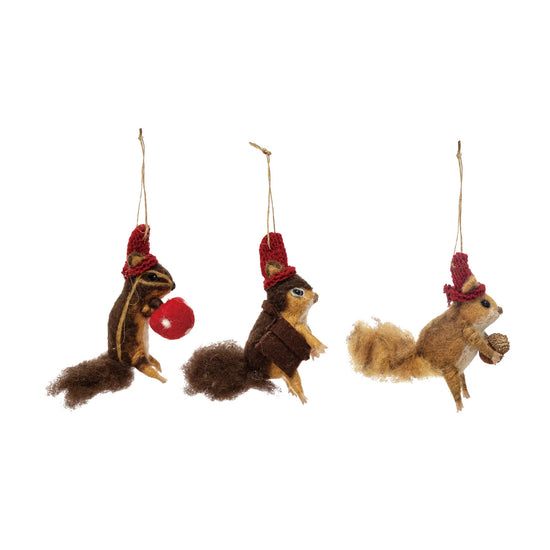 Wool Felt Squirrel Ornament