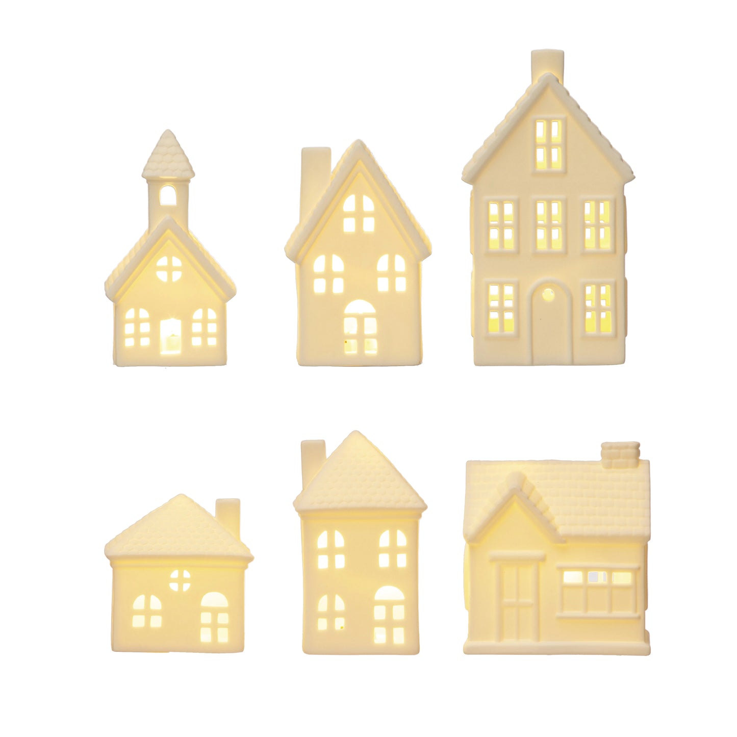 Stoneware Bisque Houses with LED Lights