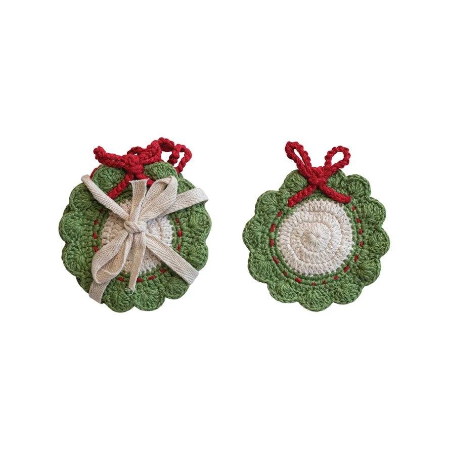 Crocheted Wreath Coaster Set