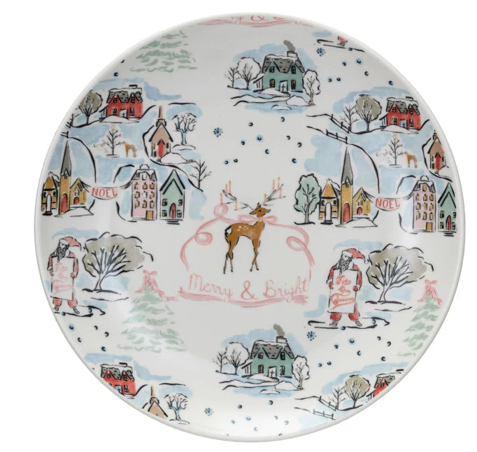 Round Stoneware Holiday Plate