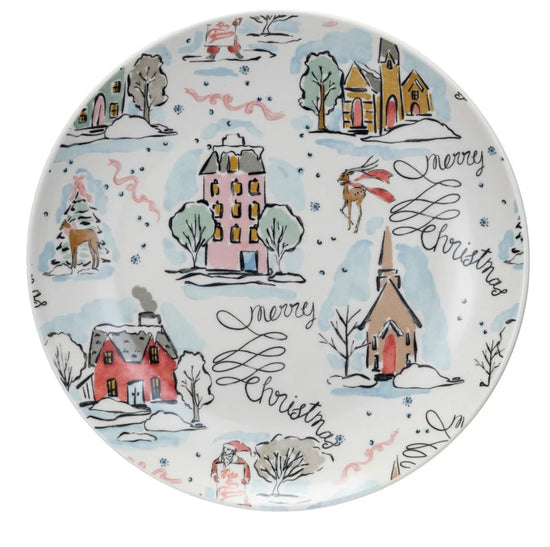 Round Stoneware Holiday Plate
