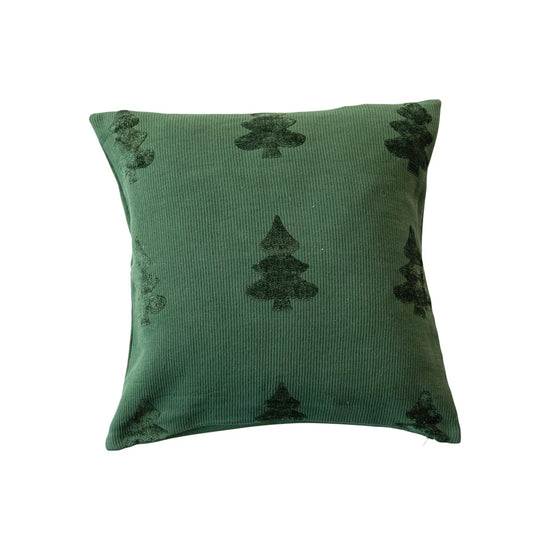 Square Pillow with Trees Pattern