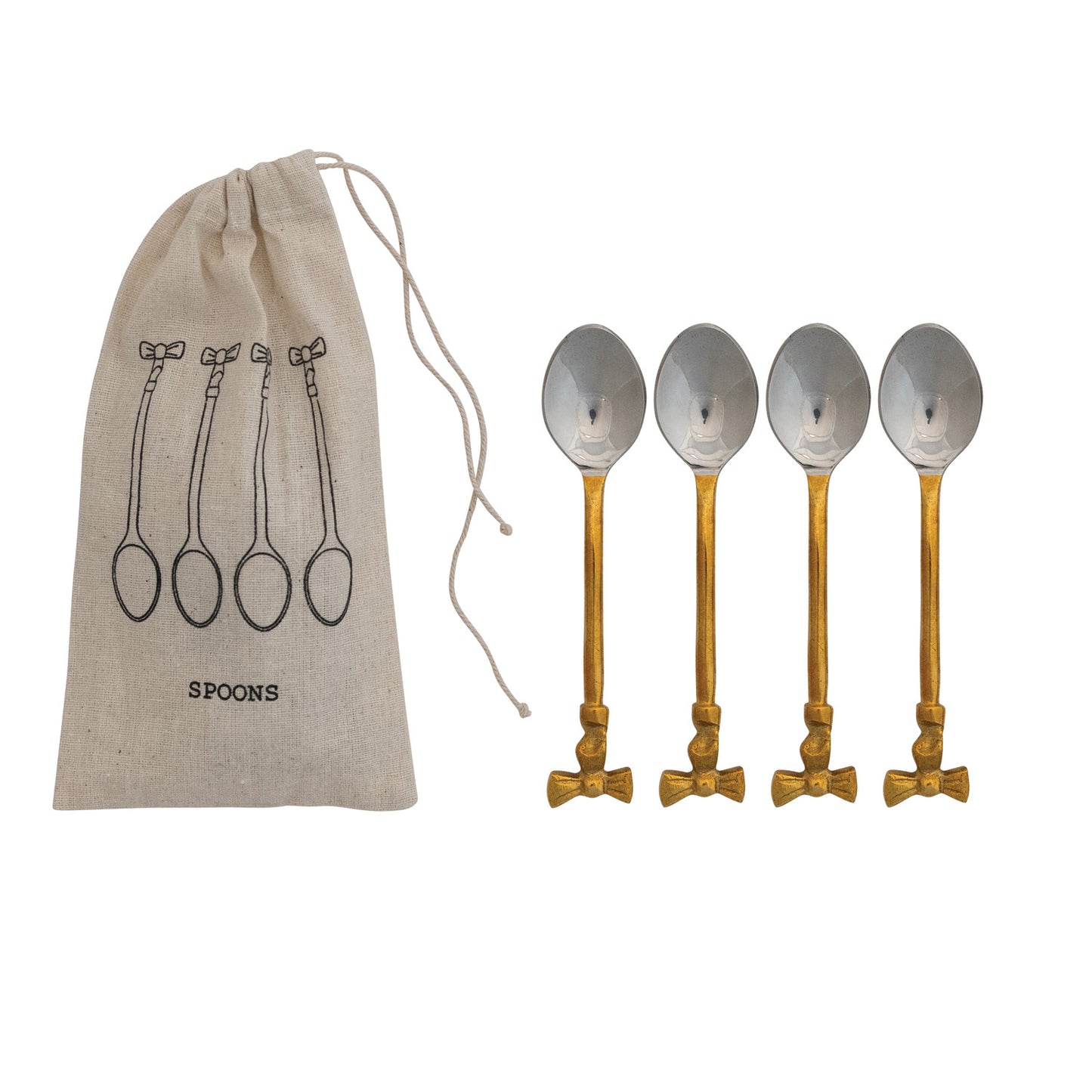 Set of 4 Spoons with Bow Handles