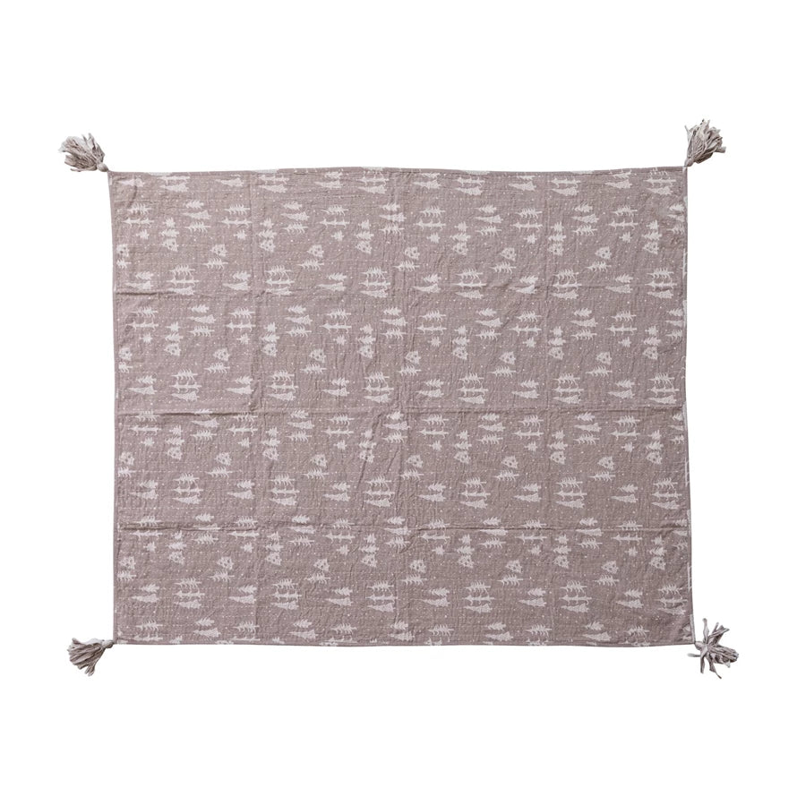 Hand-Embroidered Kantha Throw Blanket