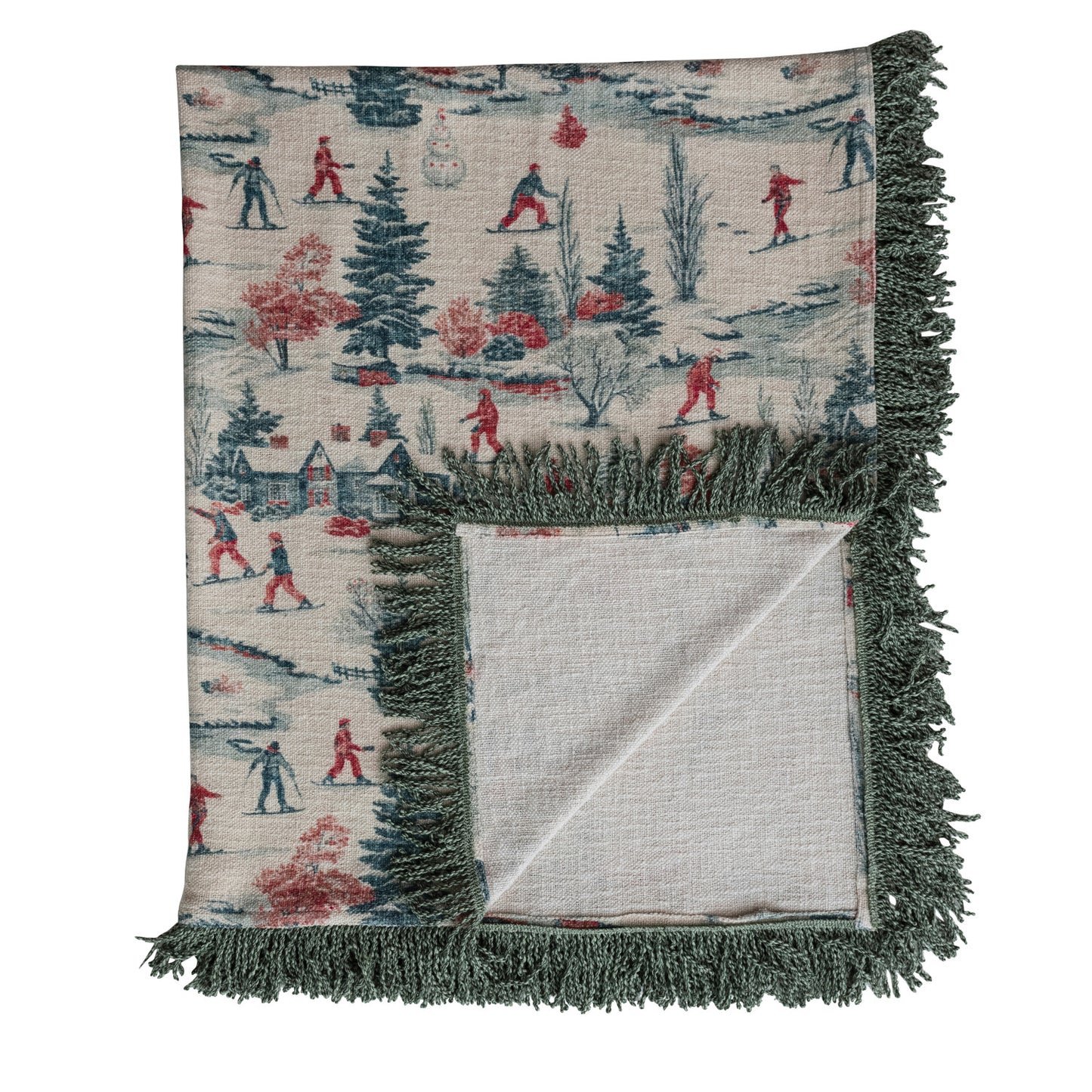 Skiing Throw Blanket with Fringe