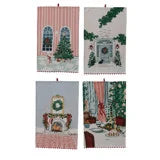 Holiday Printed Tea Towel with Ric Rac Trim