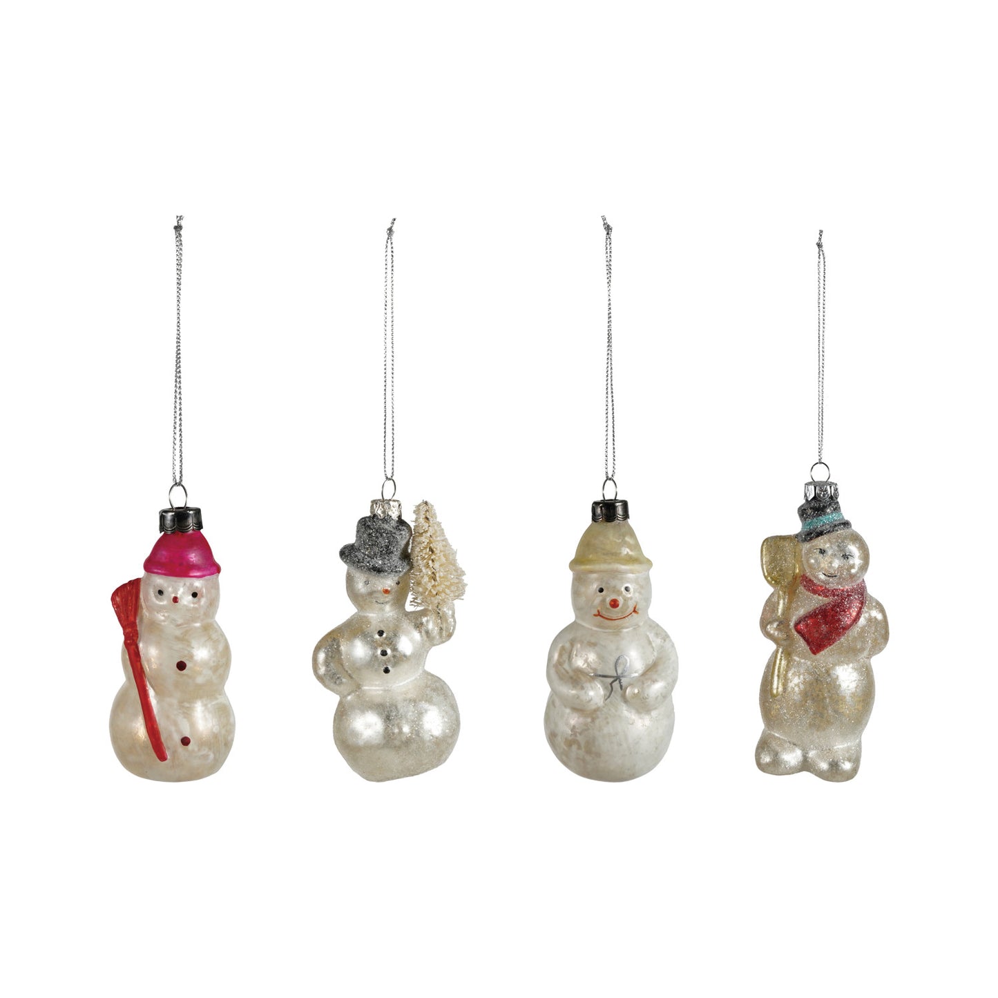 Mercury Glass Vintage Snowman Ornament