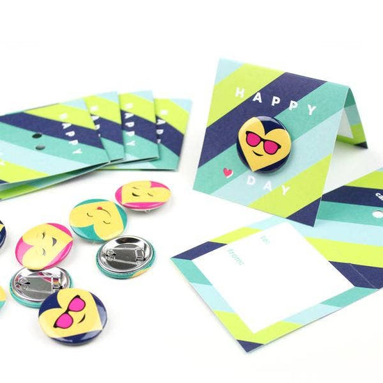 Emoji Button Valentines - Blue