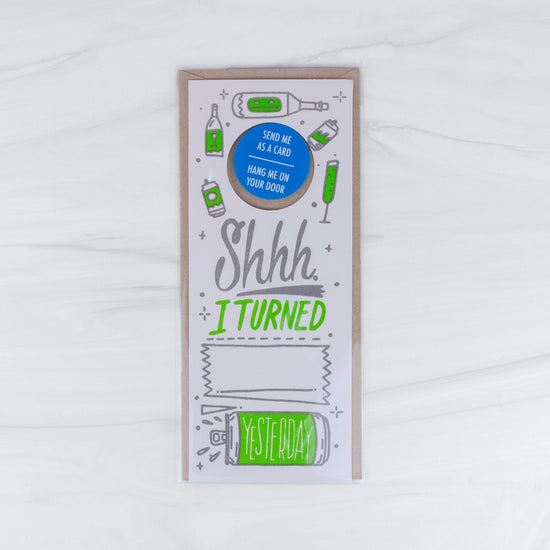 Shhh Birthday Door Knob Card
