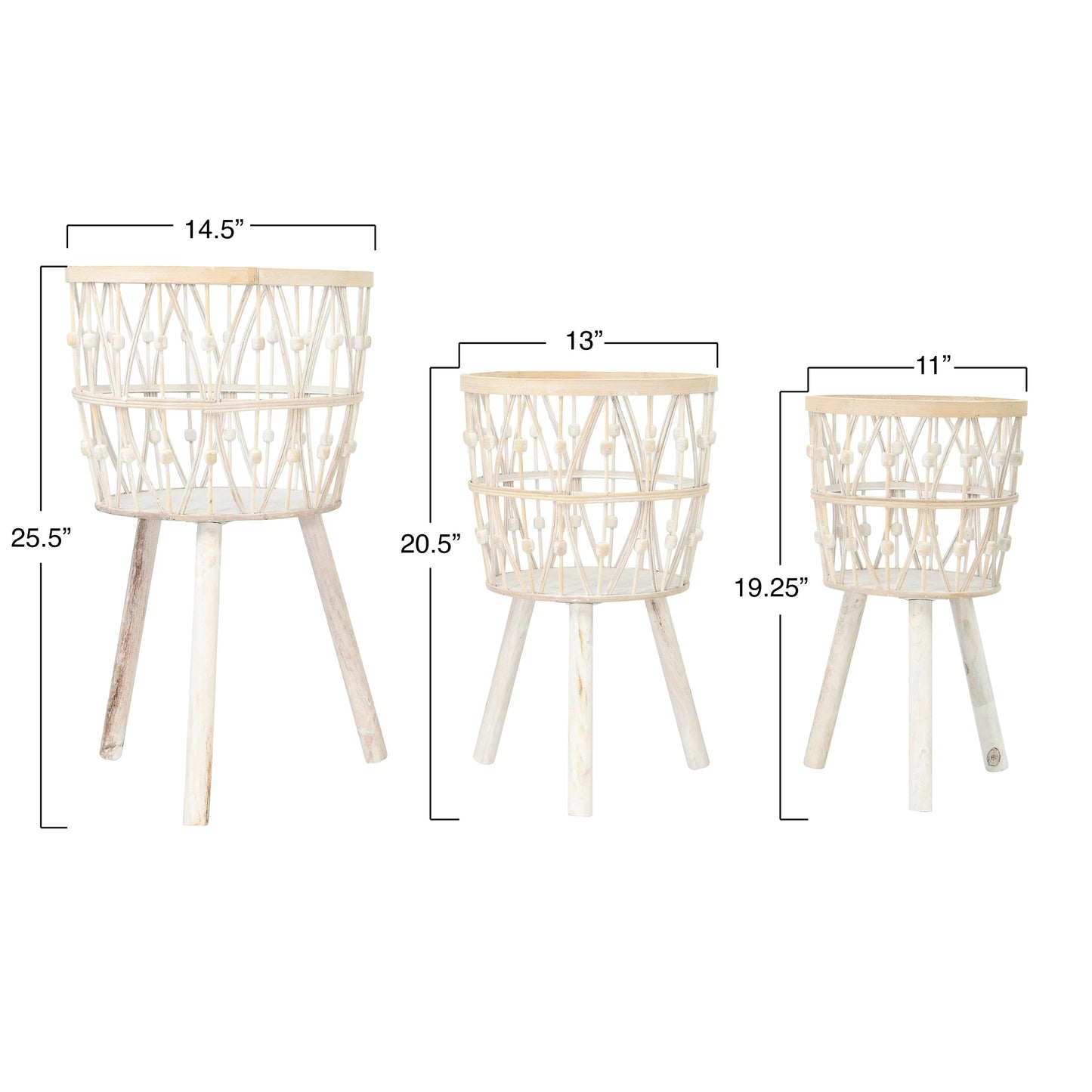 Medium Bamboo Wood Basket with Legs