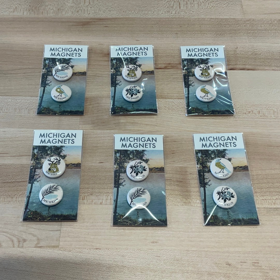 Michigan Button Magnet Set