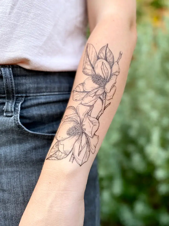 Magnolia Flower Temporary Tattoos