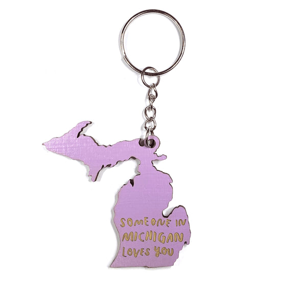 Someone in Michigan Loves You Keychain