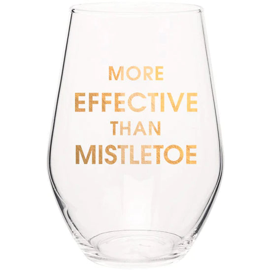 Mistletoe Stemless Wine Glass