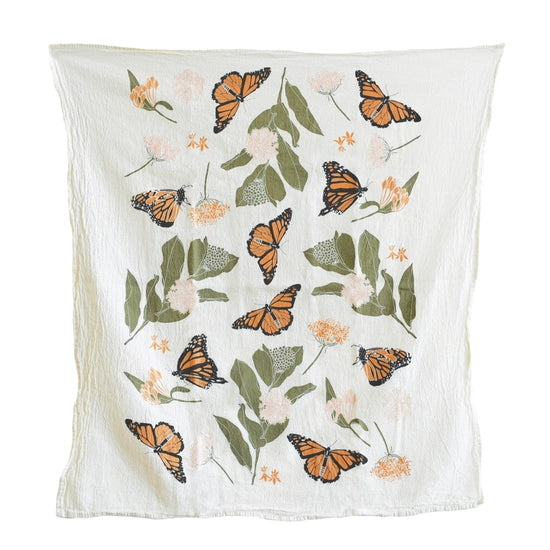 Load image into Gallery viewer, Monarchs and Milkweed Towel
