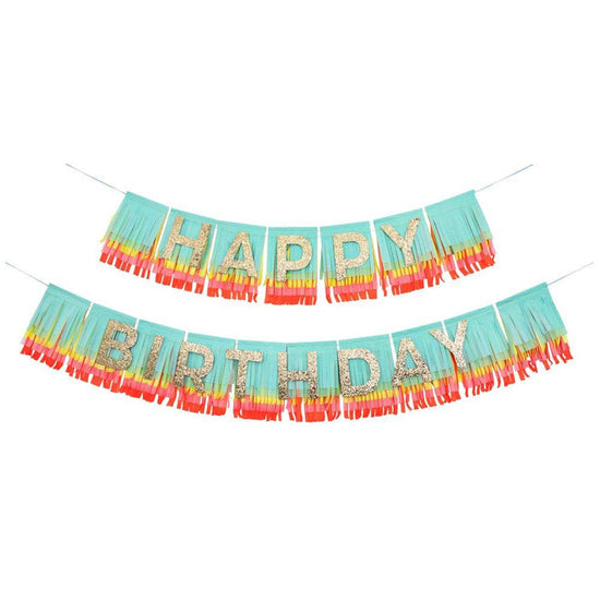 Load image into Gallery viewer, Rainbow Happy Birthday Fringe Garland
