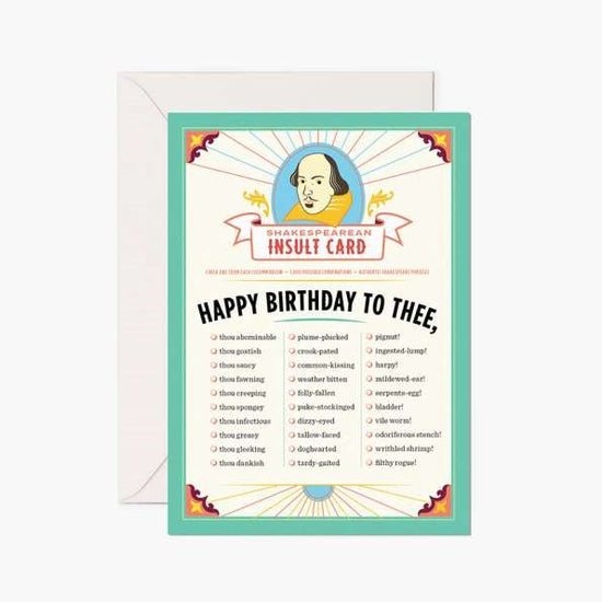 Shakespeare Birthday Insults Card