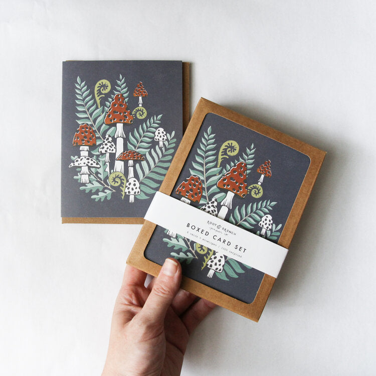 Toadstools and Fern Boxed Card Set